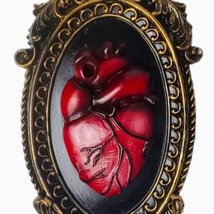 Elegant Resin Anatomical Heart 7.87x4.33 Goth Art Decor Framed Ornate🫀Horror